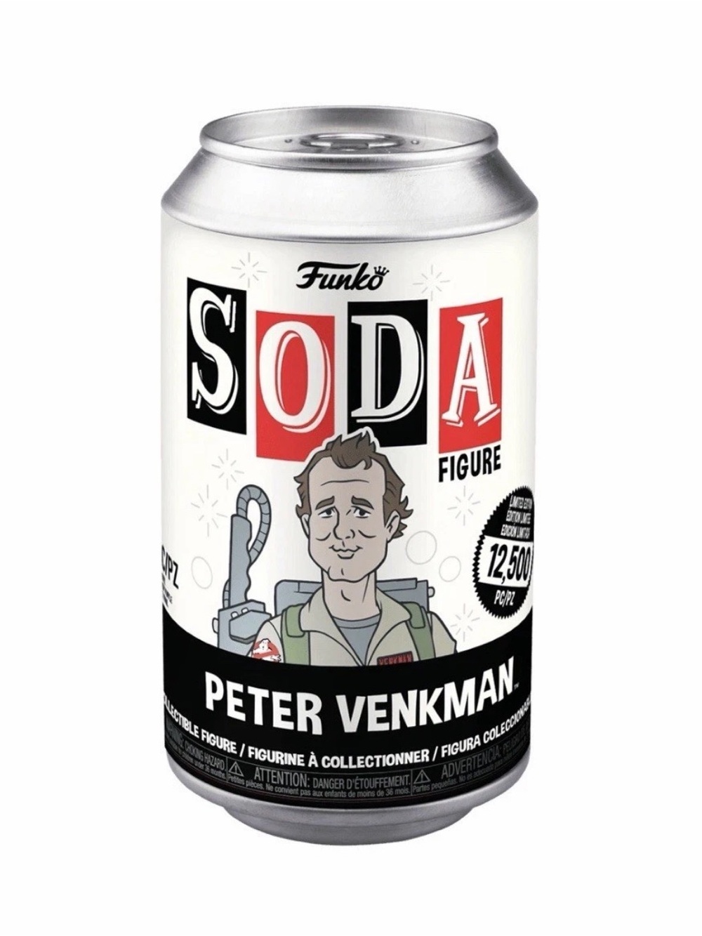 Funko Vinyl Soda Peter Venkman Figure - White, Black, Beige, Red